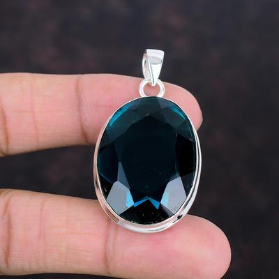 Faceted Indicolite Pendant 925 Sterling Silver Pendant Handmade Jewelry Real Gemstone Pendant Silver Jewelry For Gifts Unique Style Pendant