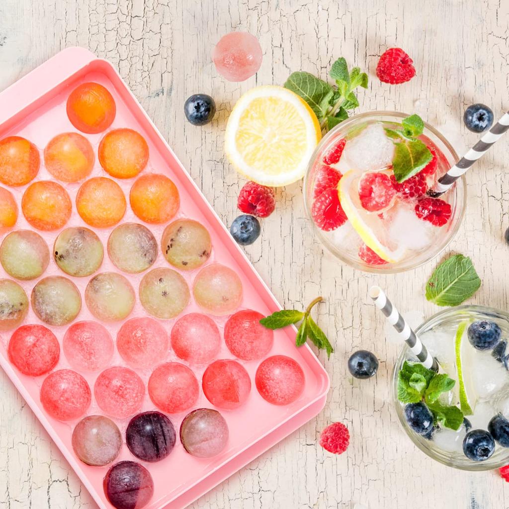 33PCS Round Ice Balls,Ice Trays for Freezer Is Easy To Release & Sturdy- Small Pellet Ice Maker for Drinks, Coffee and Cocktails