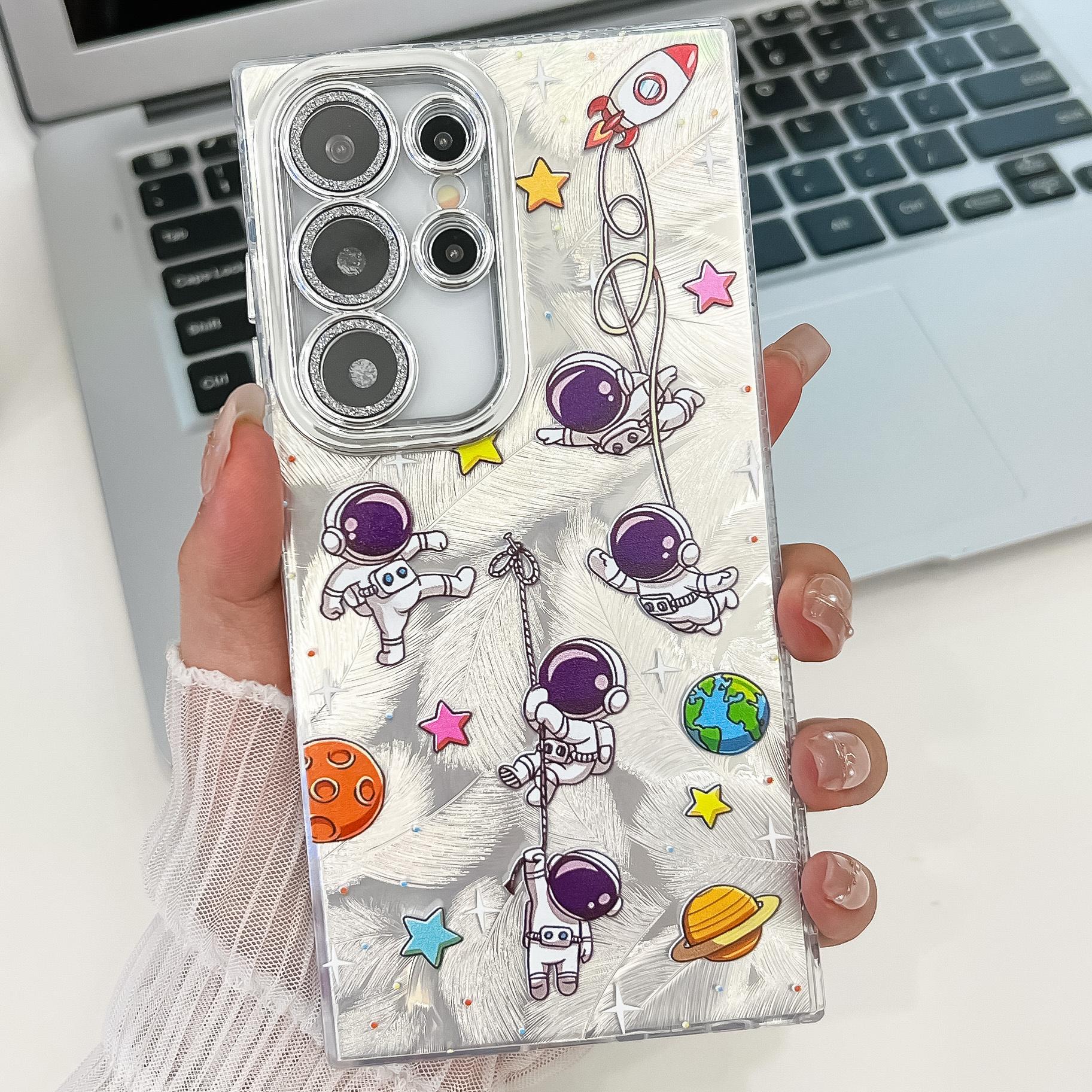 

For Samsung Galaxy S24 Ultra Case IMD Cartoon PC+TPU Protective Mobile Cover with Glass Lens Film MK4