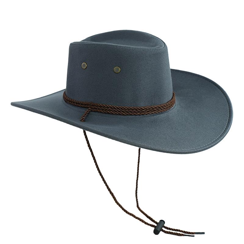 Men's Imitation Suede Western Cowboy Hat for Outdoor Camping & Hiking