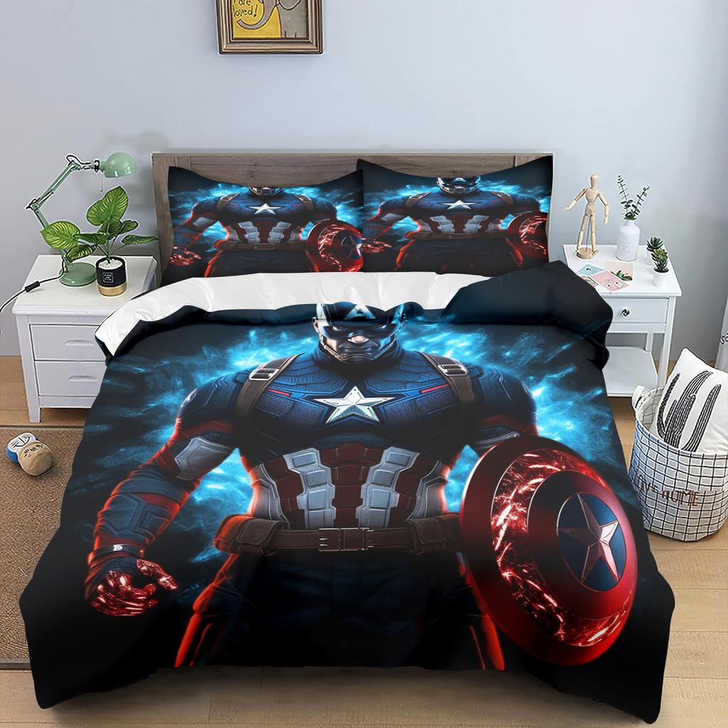 Anime Captain America Duvet Cover Set Kids Comforter Boys Bedding Children'S Bedding Set Quilt Cover Single Large King Size