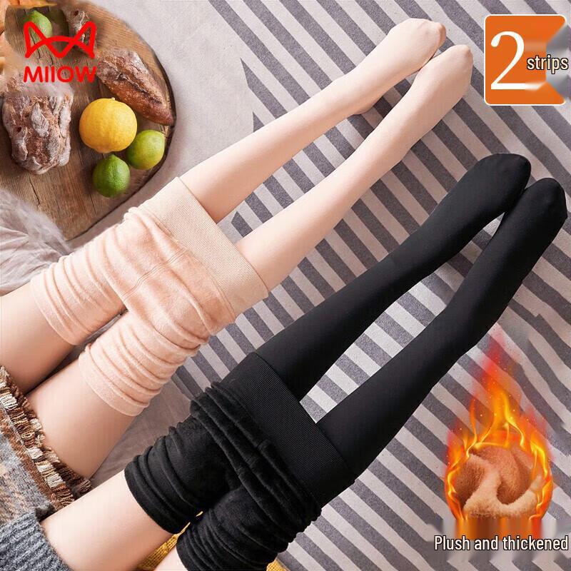 MIIOW Women's 2-Pack Fleece-Lined Thermal Footed Tights