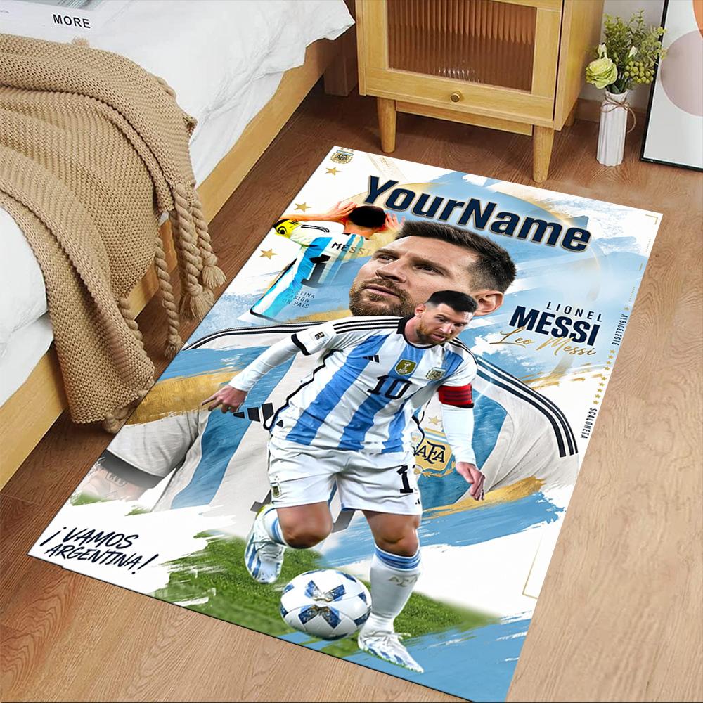 Messi Personalized Text Floor Rug Office Rug Perfect for Foyer Entryway Playrooms Dormitory Antislip Carpet Decorate Offices