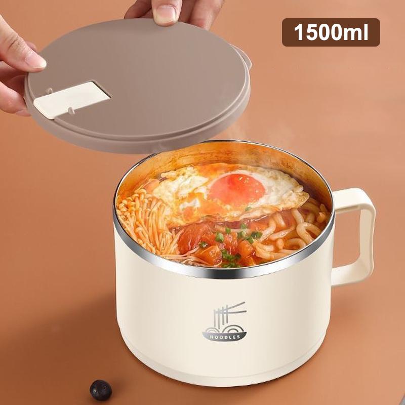 

Stainless Steel Instant Noodle Bowl With Lid Large Capacity Double-Layer Anti-Scald Lunch Box