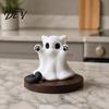 Small PVC Ghost Figurines Halloween Cat Statue, Cute Figurine, Cartoon Funny Lover Gifts Spooky Decoration for Home Office Desktop Decor Party Favors