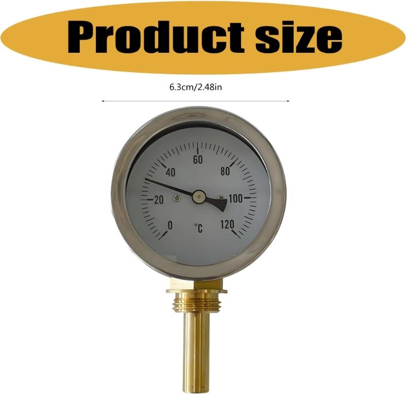 Mechanical Water Temperature Meter with 63 mm Face, Bottom Mount Stem and Thread Fitting for Equipment Follow Up and Service Work Daily