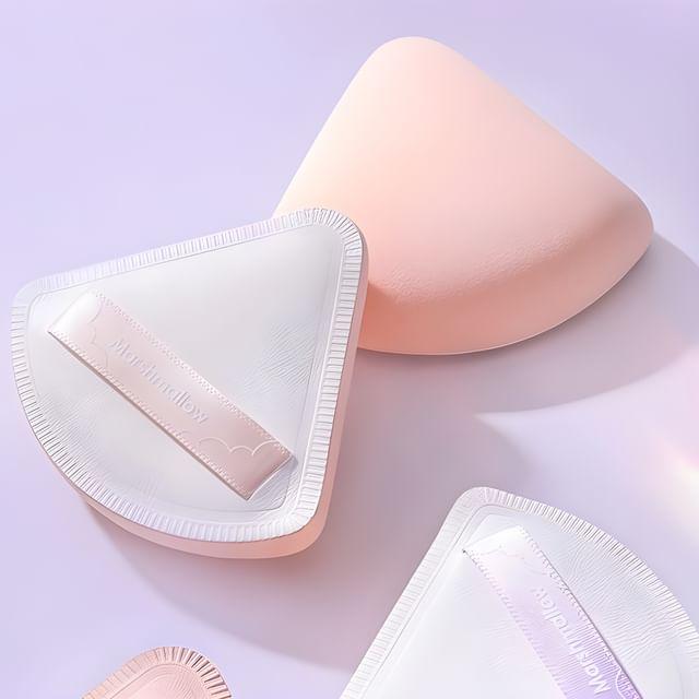 Puremantis - Set of 2: Marshmallow Cushion Puff Set of 2 Pcs - Triangle + Water Drop - Almond