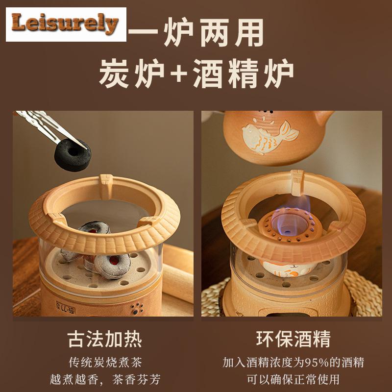 Chinese Cattery Coarse Pottery Tea Warmer Holder Candle Heater Stove Kettle Stand Boiling Water Carbon Furnace Chinese Tea Set