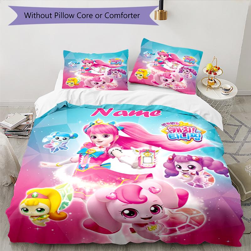 3pcs Custom Name Twinkle Catch Teenieping Bedding Set Duvet Cover Closure Includes 1 Duvet Cover & 2 Pillowcases, Soft and Comfortable for All Seasons