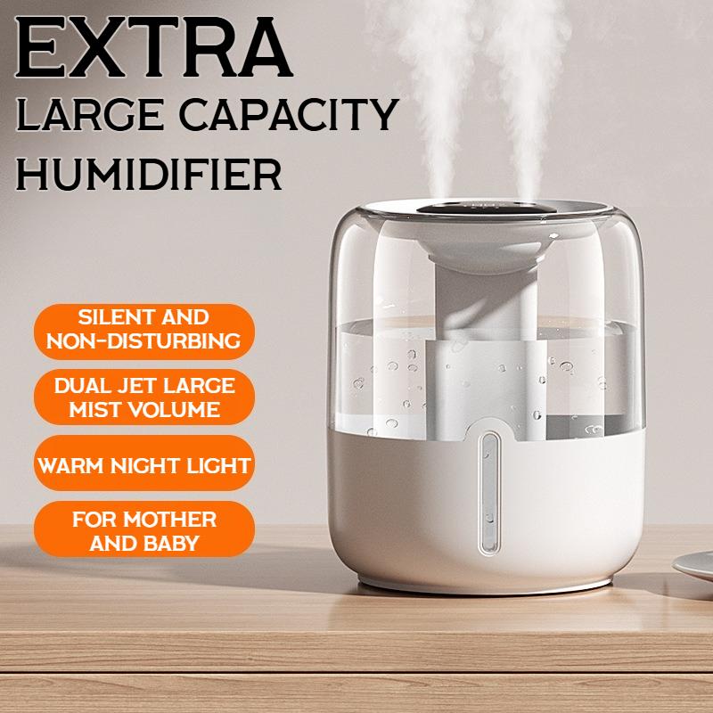 Home USB Dual-Nozzle Silent Humidifier - Night Light & Antibacterial Mist for Bedroom, Office Desk & Nursery Use