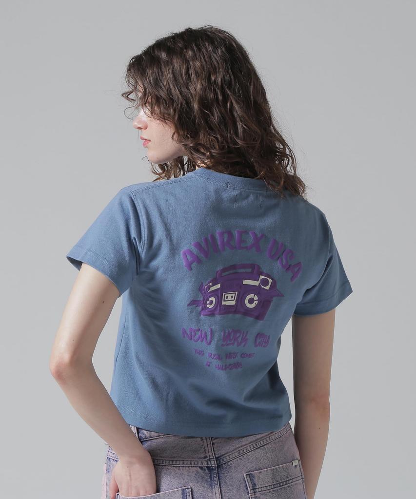 Avirex FOAMING USA M Size 115 Blue Gray T-SHIRT Women's 783-5135609