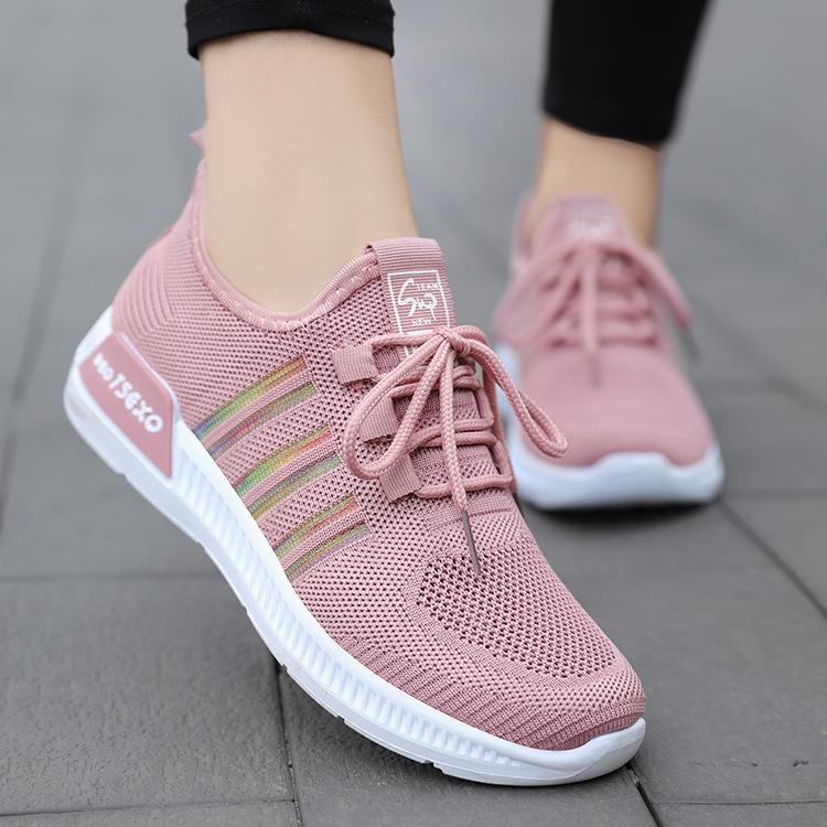 

Women s Shoes Spring New Flying Weaving Sports Shoes Lightweight Soft Sole Casual Sports Net Shoes