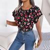 Frauen Frühling Sommer Lose Rüschen Spitze Up Chiffon Top Für Damen O Neck Fliegende Ärmel Floral Blusen