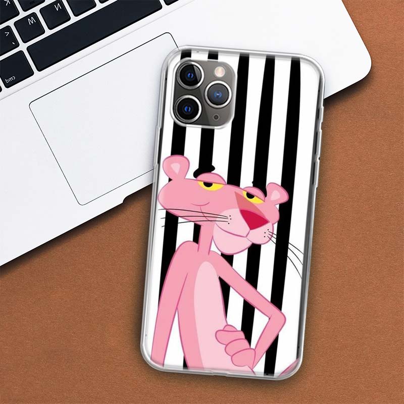 Różowa Pantera Kreskówka Etui na Telefon Dla Apple iPhone 11 12 13 14 Pro 7 XR X XS Max 6 6S 8 Plus + Mini 5 SE Nadruk Miękkie Etui Coque