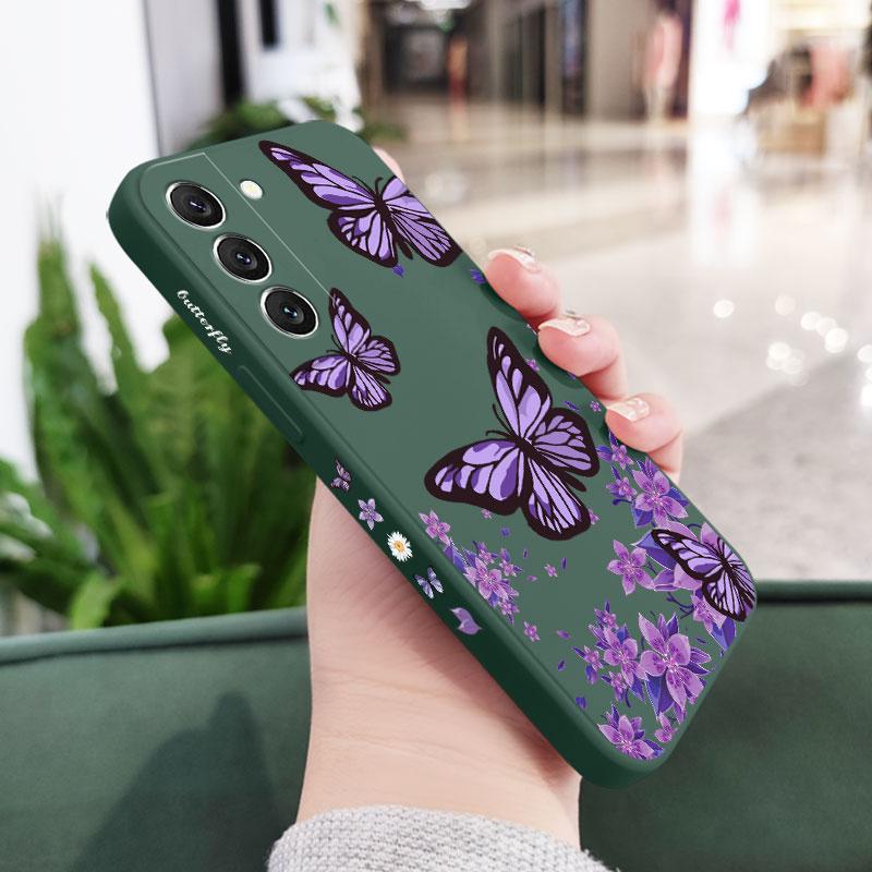 Purple Butterflies Phone Case For Samsung Galaxy A37 A57 Liquid Silicone Cover