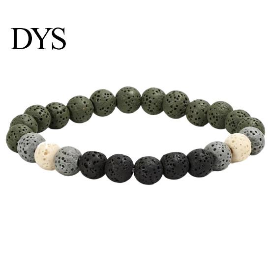 Elastic Rock Beaded Bracelet Obsidian Stone for Men Women, Colorful Beads Dopamine Color Wristband Stackable Stretch Bracelet, Aromatherapy