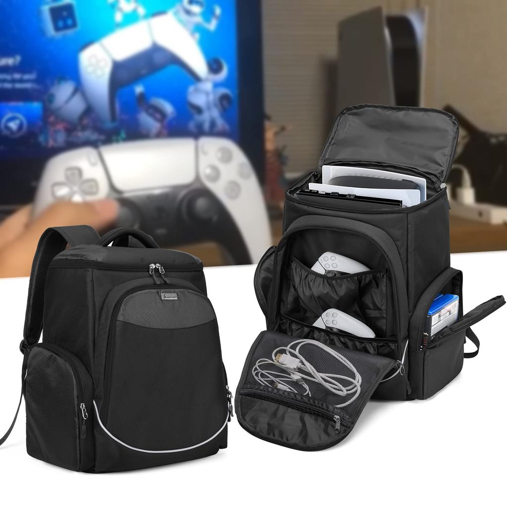 PS5 Storage Bag Protective Case for One One S Backpack PS5 Carry Bag Portable Black [Trunab] PS5/PS4/PS4 Pro/PS4 Slim/Xbox One/Xbox X/Xbox