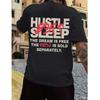 Men's "Hustle" Themed Motivational Quote Tee, Urban Streetwear Oversized Short Sleeve Top