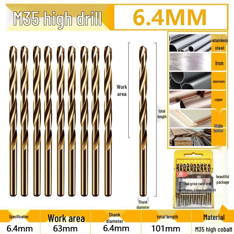 Burghiu elicoidal M35 Cobalt pentru tablă metalică din oțel inoxidabil de înaltă duritate.