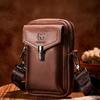 BULLCAPTAIN Men's Genuine Leather Crossbody Phone Bag Vintage Cowhide Mini Shoulder Bag Casual Travel Sling Pouch Waist bag