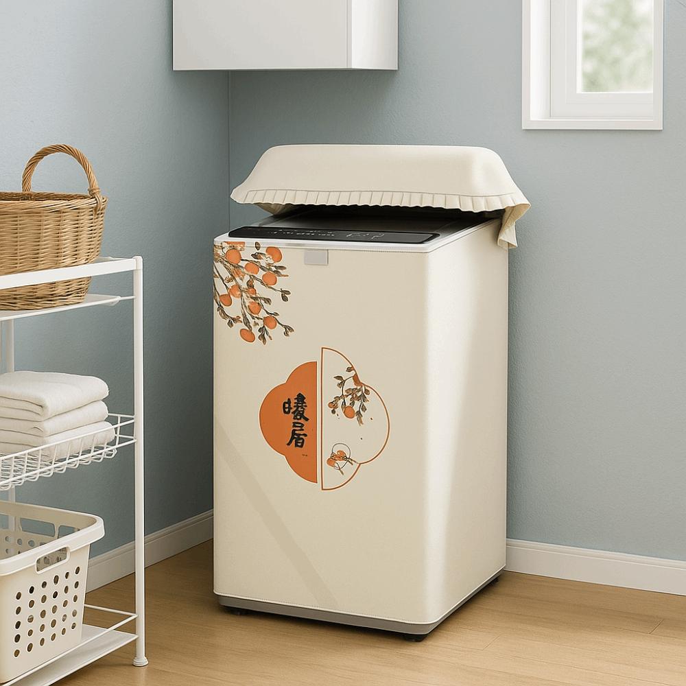 Universal Waterproof Washing Machine Cover Anti-dust Sunscreen Top Open Cover Cartoon Polyester Dust-proof Cover Home Decor