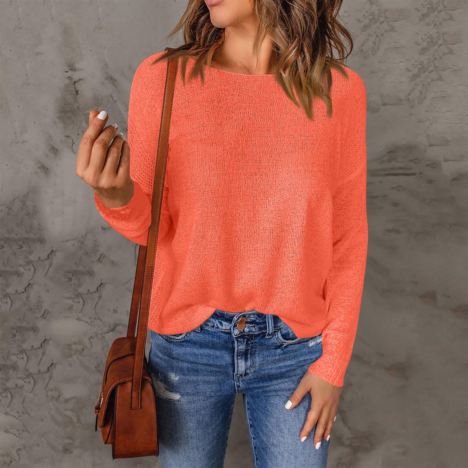 

Женский свитер с длинным рукавом, повседневный, универсальный, с круглым вырезом, однотонный топ XL шафрановый