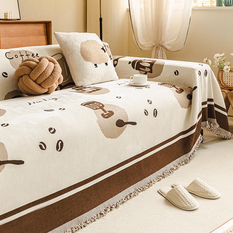 Chenille Sofabezug Stoff Vier Jahreszeiten Universal Rutschfest Drei-Sitzer Sofa Handtuch All-Inclusive Sitzbezug Staubschutzdecke