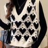 Heart Autumn Winter Women's Knit Vest: Trendy College Style Sweater for 2025