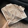 Lao Qian Feng Coffee Color Cashew Nut Silk Scarf Headscarf Versatile Neck Square Scarf Premium Sense Female Foreign Style Decorative Scarf Scarf