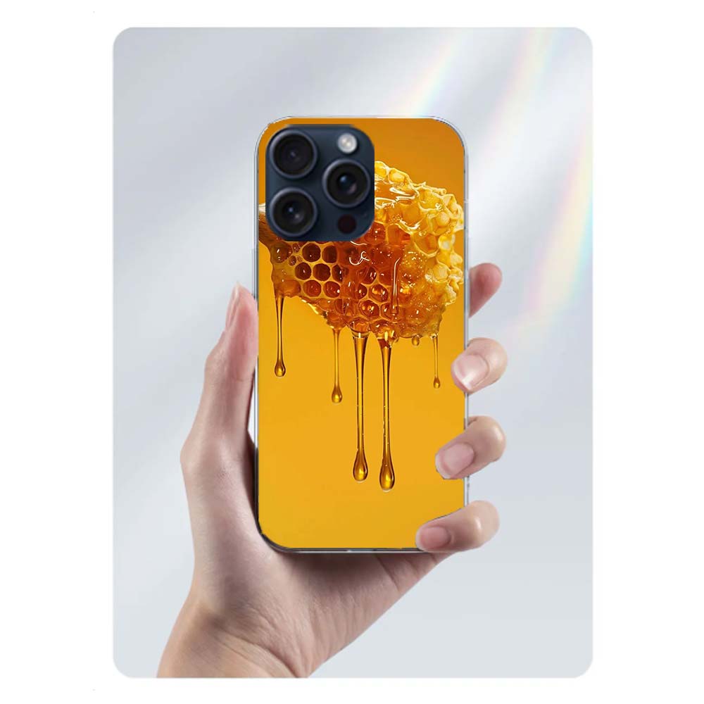 Golden Honey Dripping From Honeycomb Clear Phone Case For Iphone 17 Air 16 Pro Max 15 Pro 14 Plus 17E 16E 11 13 12 Mini Cover Ca