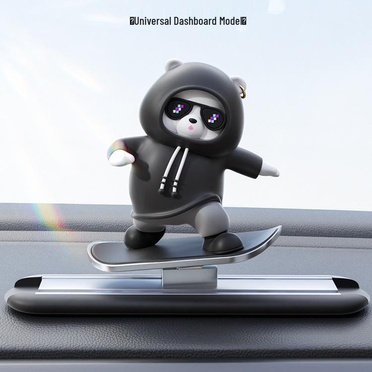 Hot-Selling Car Skateboard Bear Ornament – Creative DIY Wiggle Bear Cartoon Decoration