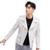 High-end locomotive ruffian handsome PU leather jacket men's autumn new trendy brand flow loose lapel casual jacket