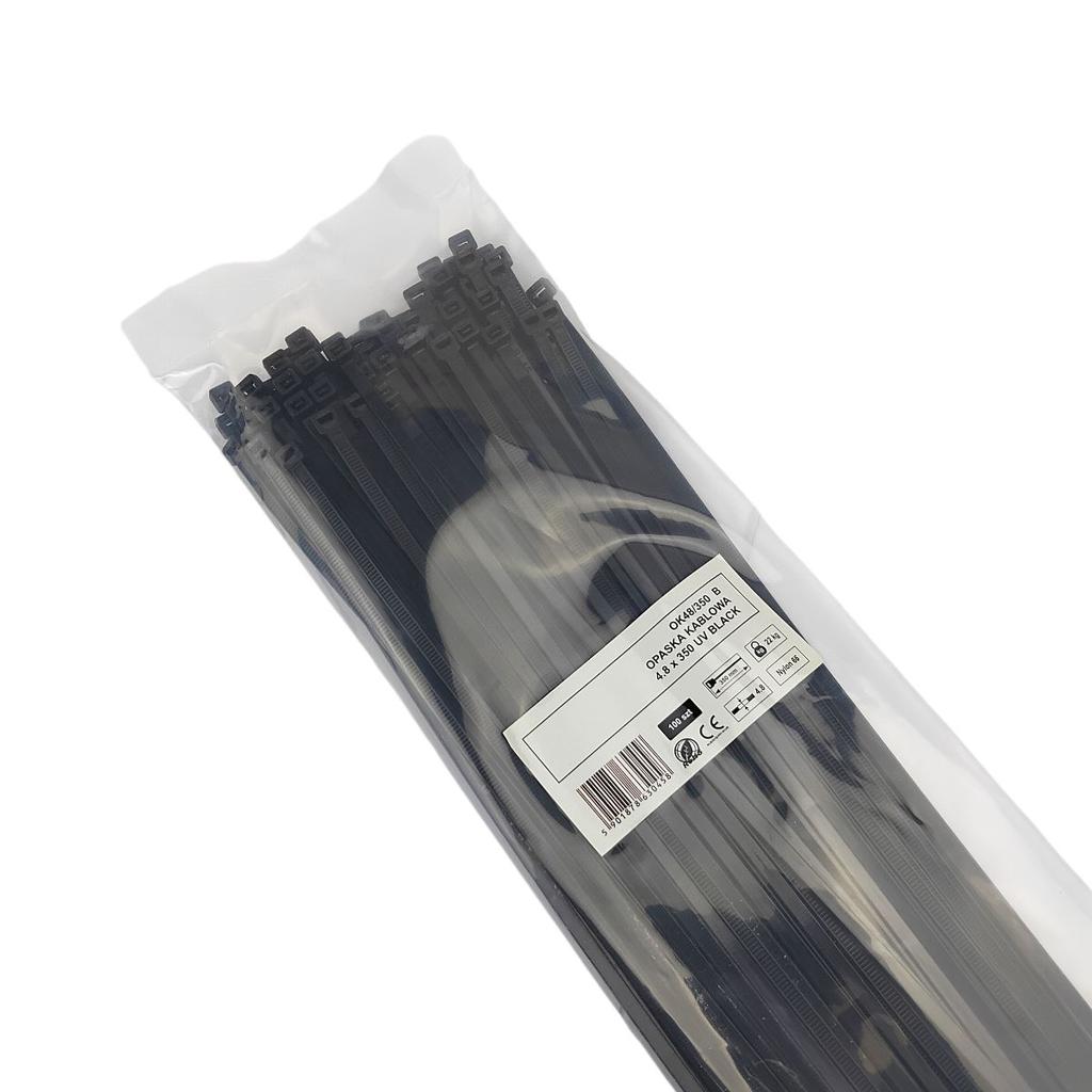Taśma Opaska Kablowa Uv 4,8X350Mm - 100Szt Czarne