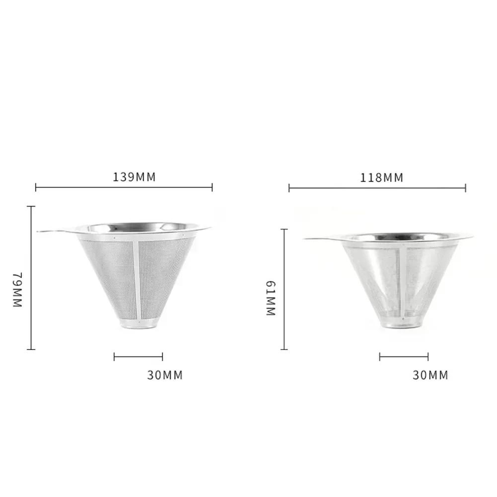 Stainless Steel Coffee Filter Reusable Pour Over Cone Dripper Holder Mesh Hand Brewed Coffee Filter Coffee Cone Filter New