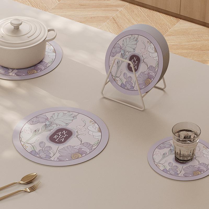 

Simple Round Coasters Dinner Plate Cups Heat Insulation Anti-scald Mats Solid Wood Table Protection Mat Kitchen Absorbent Cup 16cm