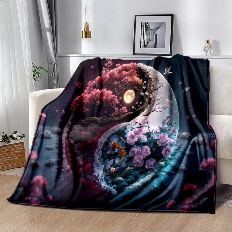 3D Naturalize Yin and Yang Chinese Tai Chi Blanket,Soft Throw Blanket for Home Bedroom Bed Sofa Travel Office Cover Blanket Kids