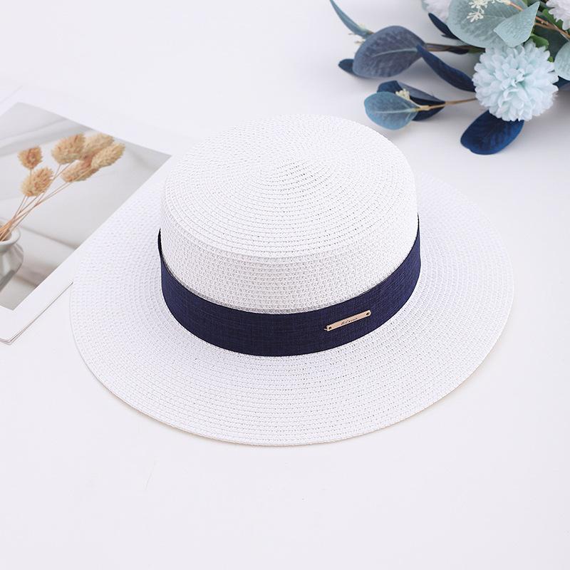 Internet celebrity French retro flat top straw hat summer travel sun hat manufacturer