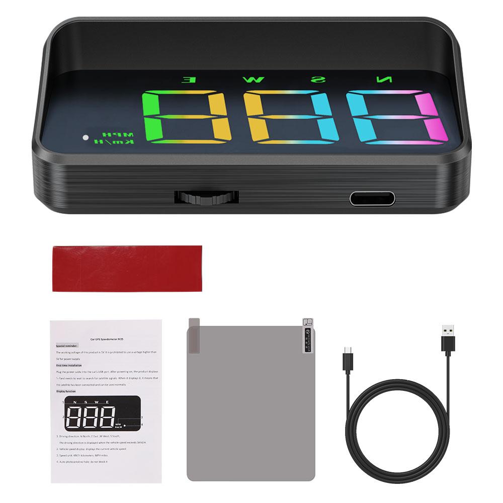 

5 В USB цветной дисплей LCD M2S проектор на лобовое стекло автомобиля проекционный дисплей HUD GPS Beidou Dual Data Высокое разрешение измеритель скорости миль/ч км/ч чёрный