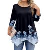 Womens Plus Size 3/4 Sleeve Shirts  Round Neck Tunic Tops Basic Loose Fit Tee Tops L-5XL