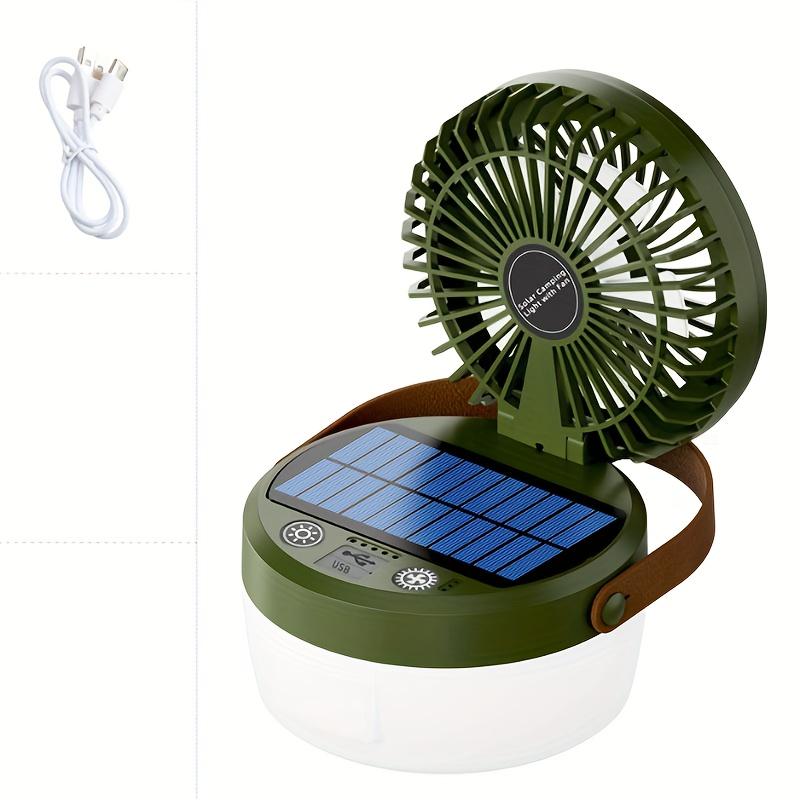 1pc Portable Folding Fan & Flashlight - USB Rechargeable Cooling Fan with Light, Solar for Camping, Outdoor, Picnic, RV, Tent