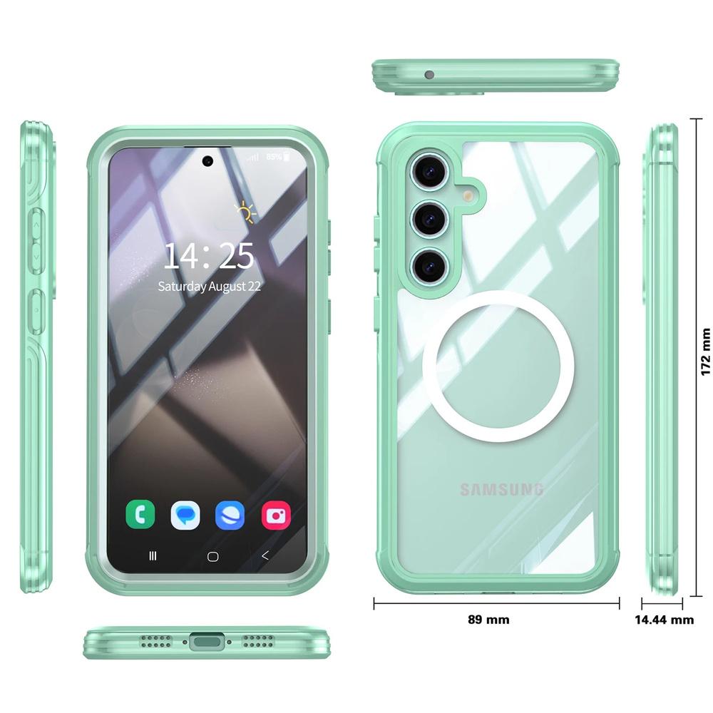 Case for Samsung Galaxy S24 FE, Shockproof, with glass, for MagSafe, green