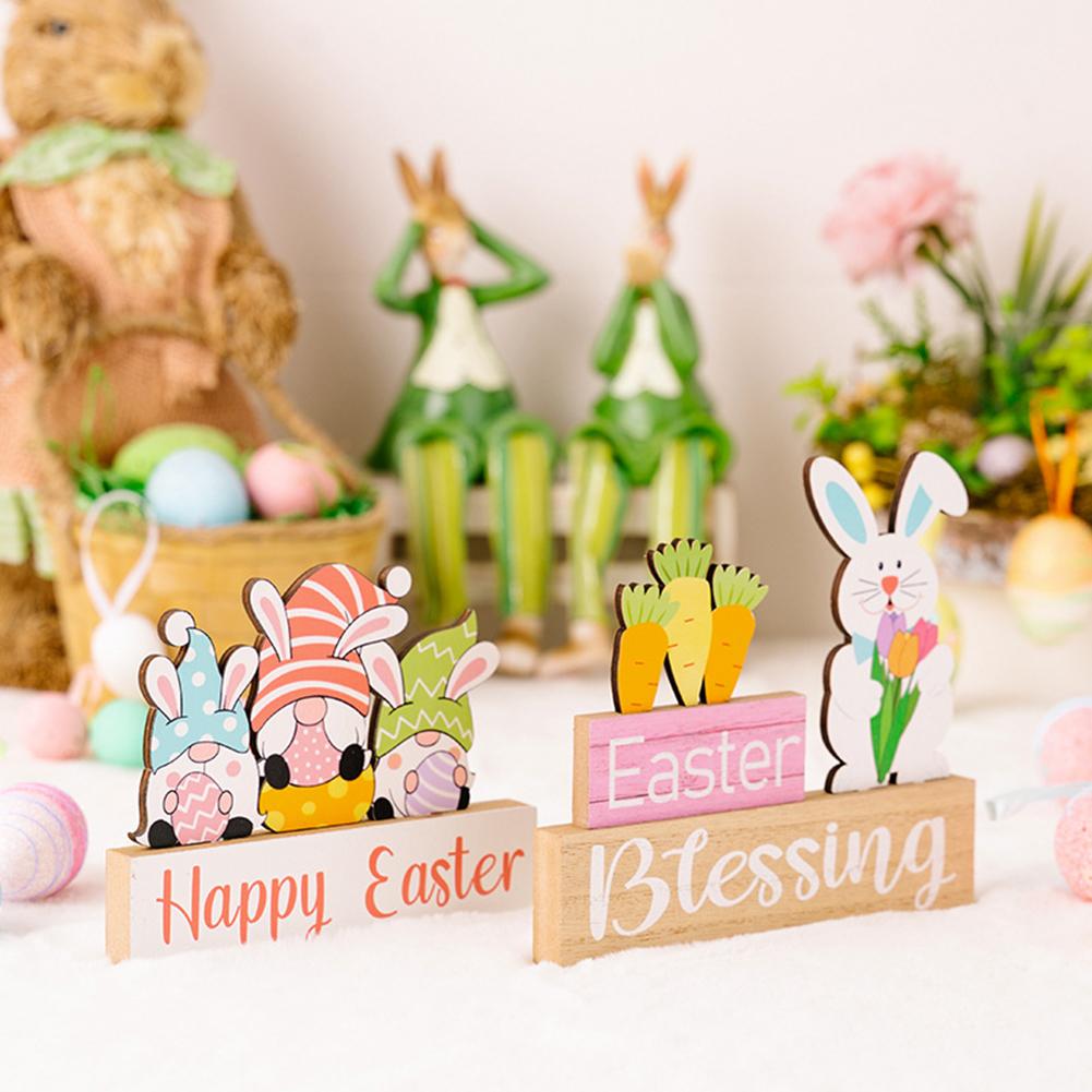 Easter Wooden Ornament Rabbit Gnome Easter Decoration Supplies For Table Desktop Office Home Decor
