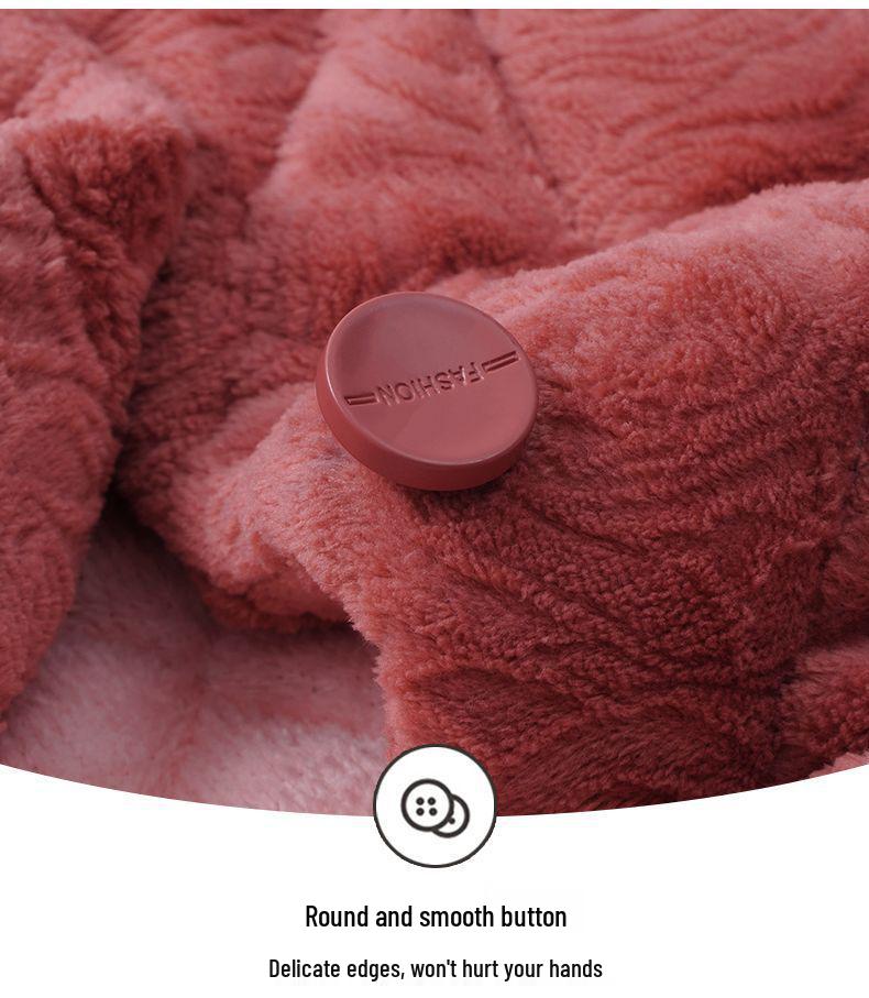 Damen Winter Korallfleece Gesteppter Pyjama - Dickes Flanell Warmes Hausanzug-Set für Mittelalte und Ältere Mütter