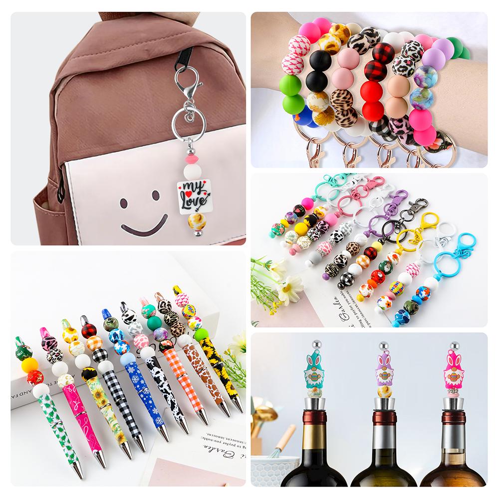 5Pcs 15mm Round Leopard Silicone Printed Beads For Jewelry Making DIY Keychain Necklace Bracelet Jewelry Accessories