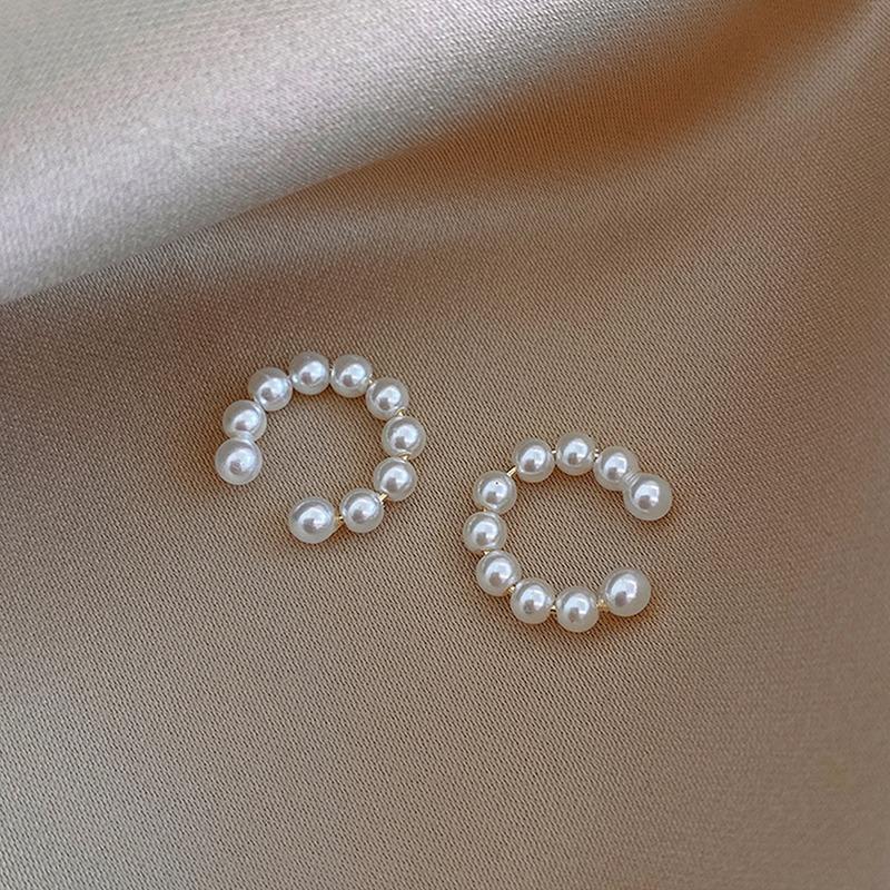Sweet C-Shaped Pearl Earrings, Niche Style Earrings, Ear Bone Clip, A Pair Of Versatile Earrings