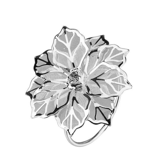 6Pcs Napkin Rings Hollow Out Flower for Wedding Banquet Dinner Party Family Gatherings Table Decor