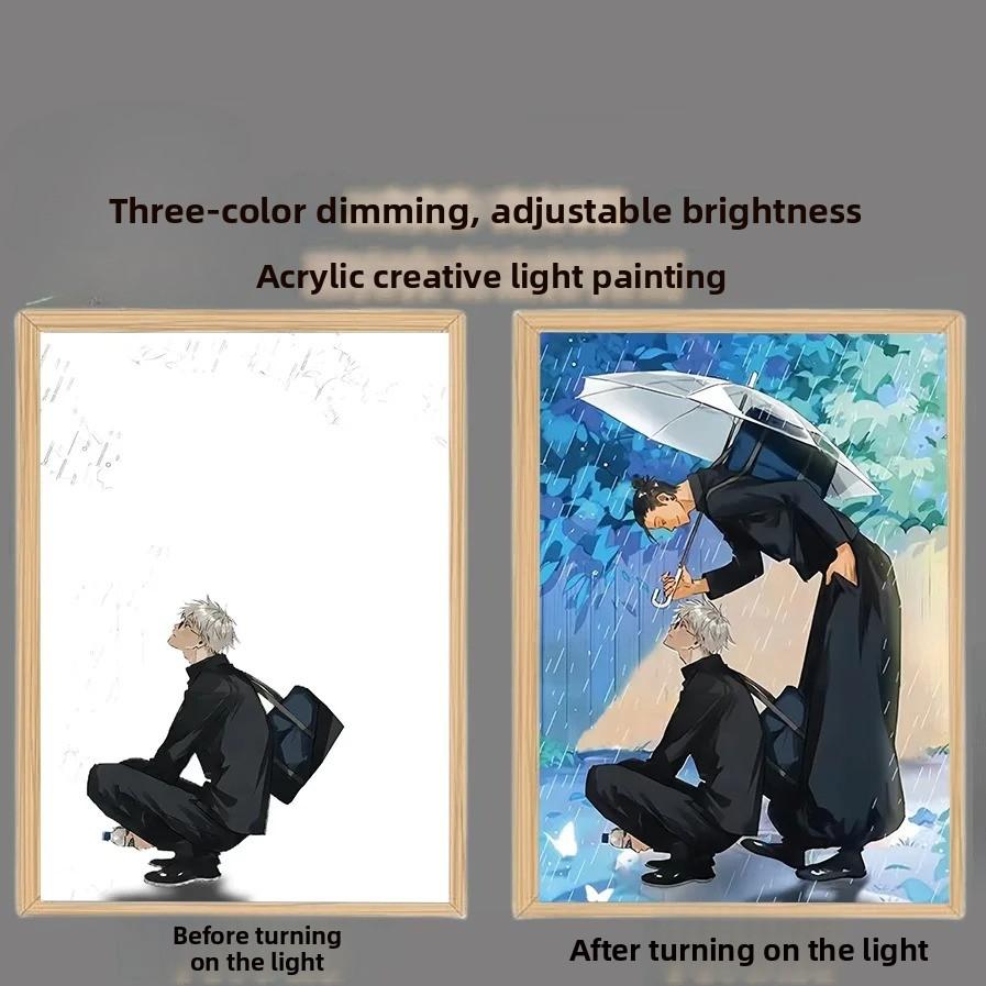 31cm/12.2in Satoru Gojo Light Painting Anime Peripherals 3D Night Light Bedroom Decoration Acrylic Originality Collectible Gifts