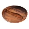 Japanese Style Solid Wood Round Fruit Plate with Five Compartments - Ideal for Snacks and Dried Fruit