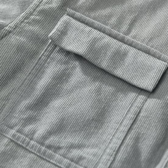 Fall Spring Men Shirt Turn-down Collar Sleeves Single-breasted Chest Loose Cardigan Long Pockets Pure Color Formal Casual Mid Length