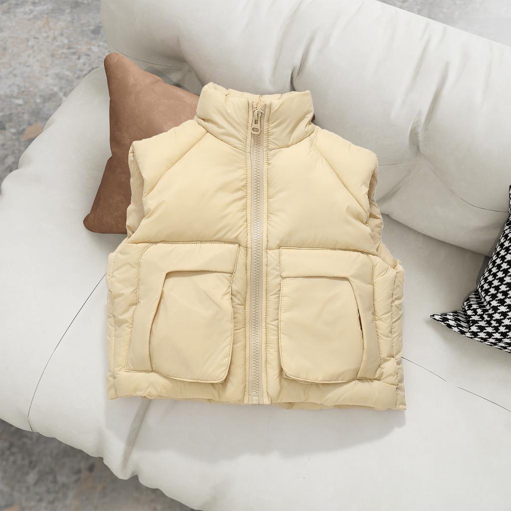 Kids Thickened Warm Stand Collar Padded Vest For Boys And Girls